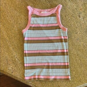 LOFT Pink Striped Knit Tank Top